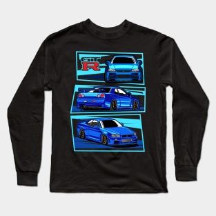 NISSAN skyline r34 gtr godzilla jdm japan paul walker fast and furious Long Sleeve T-Shirt